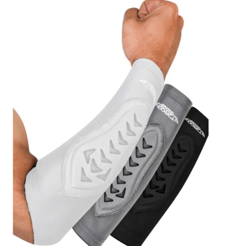 Forearm Padded Compression Sleeve For Football, Baseball (1 Pair) White Thumbnail