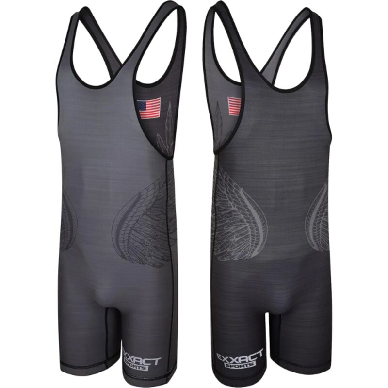 Reversible Wrestling Singlet For Gymnastic & Mma Black/Gray (Unisex Adult/youth) Thumbnail